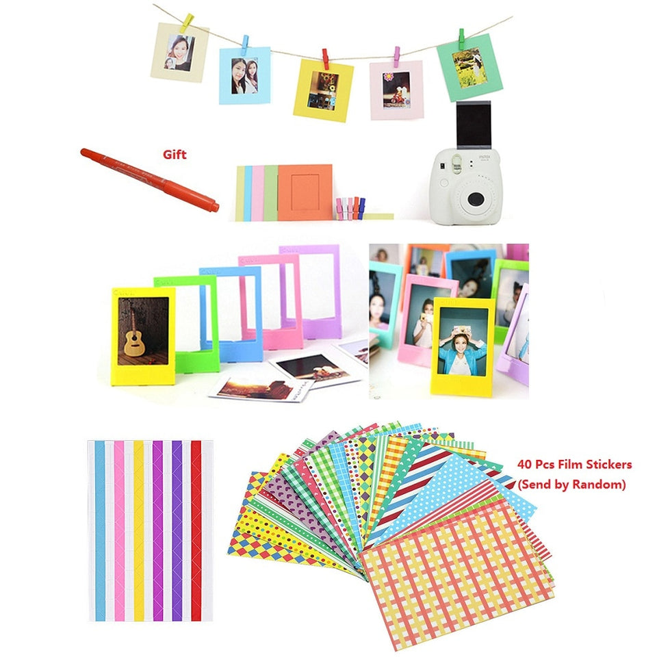 Marker Pen + Color Stickers + Photo Frames For Fujifilm Instax Mini 8 7s 9 25 50 70 90 Kitty Instant Camera SP-1 & Films Paper