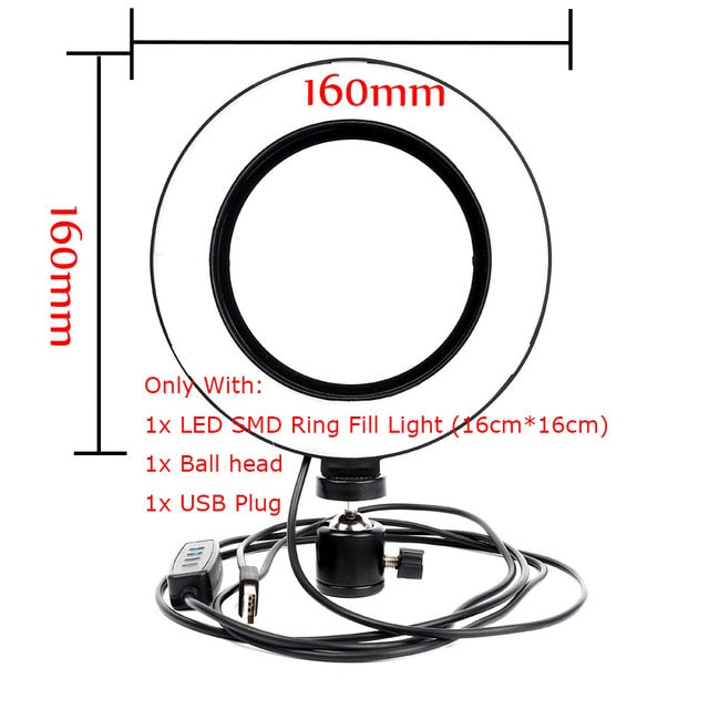 LED Ring Light Photo Studio Camera Light Photography Dimmable Video light for Youtube Makeup Selfie with Tripod Phone Holder