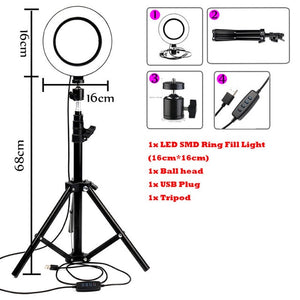 LED Ring Light Photo Studio Camera Light Photography Dimmable Video light for Youtube Makeup Selfie with Tripod Phone Holder