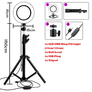 LED Ring Light Photo Studio Camera Light Photography Dimmable Video light for Youtube Makeup Selfie with Tripod Phone Holder