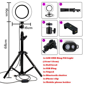 LED Ring Light Photo Studio Camera Light Photography Dimmable Video light for Youtube Makeup Selfie with Tripod Phone Holder