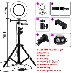 LED Ring Light Photo Studio Camera Light Photography Dimmable Video light for Youtube Makeup Selfie with Tripod Phone Holder