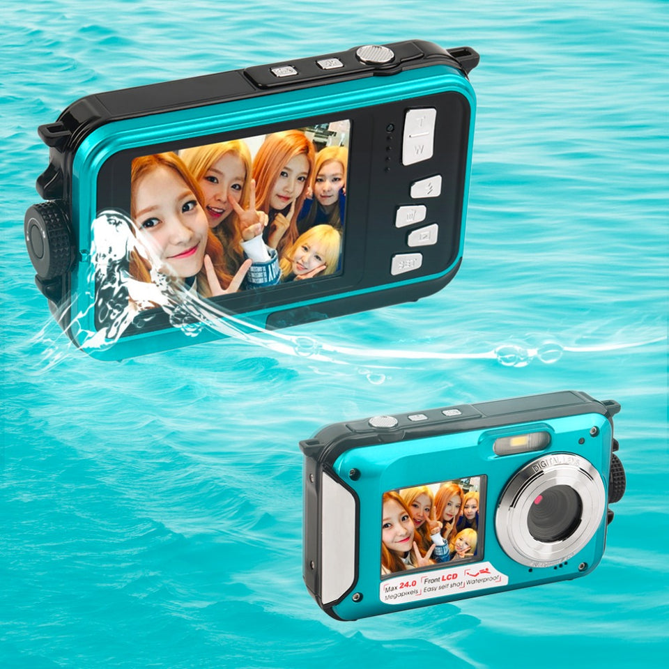 New 2.7 inch TFT Digital Camera Waterproof 24MP MAX 1080P Double Screen 16x Digital Zoom Camcorder Built-in loudspeaker Micphone