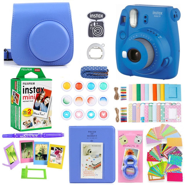 Fujifilm Instax Mini 9 Instant Photo Printing Camera With 20 Sheets Mini Film Paper Camera Shoulder Strap Bag Accessories Bundle