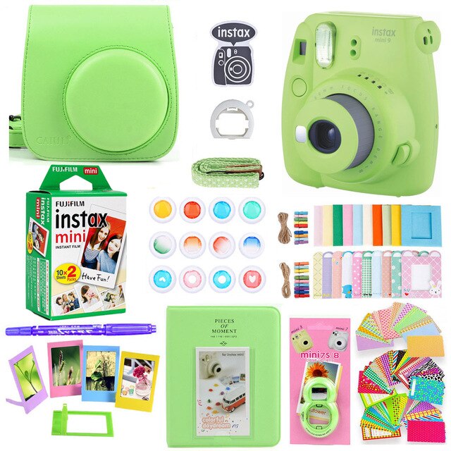 Fujifilm Instax Mini 9 Instant Photo Printing Camera With 20 Sheets Mini Film Paper Camera Shoulder Strap Bag Accessories Bundle