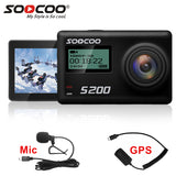 SOOCOO S200 action camera 4k camera sport with waterproof case external microphone mic GPS WiFi 2.45-inch Touch Screen Gyro