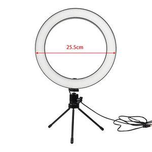 LED Ring Light Camera Photography Annular Lamp Studio Ringlight for Youtube Makeup Phone Selfie with Tripod Phone Holder Clip