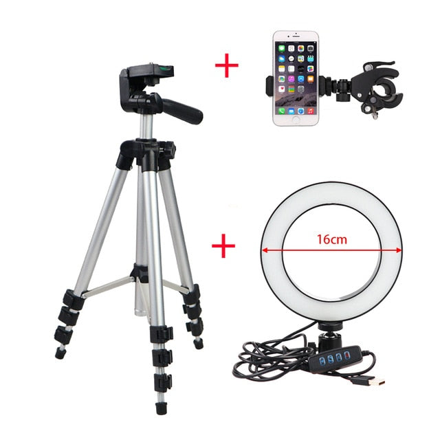 LED Ring Light Camera Photography Annular Lamp Studio Ringlight for Youtube Makeup Phone Selfie with Tripod Phone Holder Clip