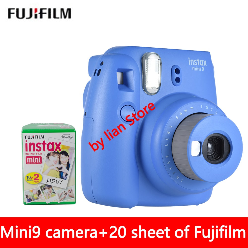 Fujifilm Instax Mini 9 Camera Fuji Instant Camera Film Cam with Close-up lens + 20 Sheets White Film Photo Paper Free shipping